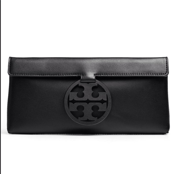 Tory Burch Handbags - 🖤 BLACK LEATHER TORY BURCH MILLER CLUTCH!